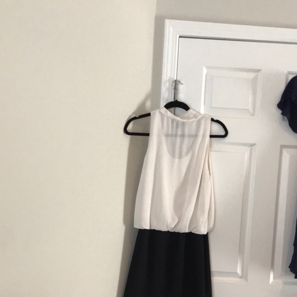 One piece dress, chiffon top black skirt